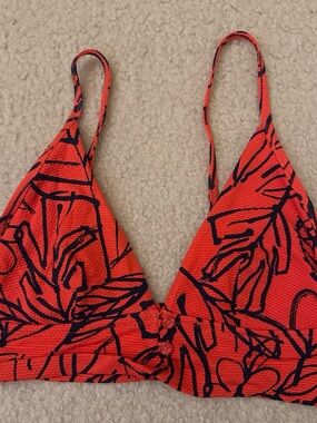 aerie bright red and black Textured Bikini Top